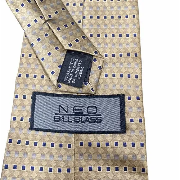 Men's NEO Bill Blass Chinese Silk Neck Tie - Picture 4 of 7